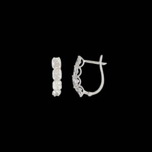 Four-Stone Cushion Cut Huggie Hoop Bali in 14K White Gold