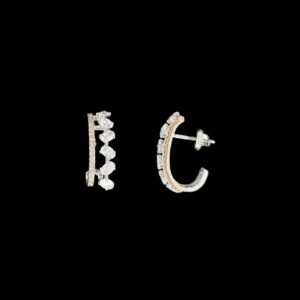 Dual-Row Pav? & Marquise Cluster J-Hoop Bali in 14K Two-Tone Gold