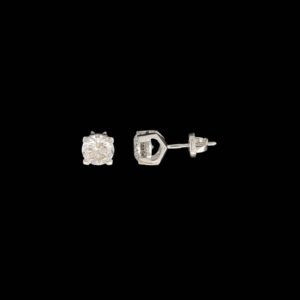 Cathedral Bezel Solitaire Diamond Stud Earrings in 14K White Gold