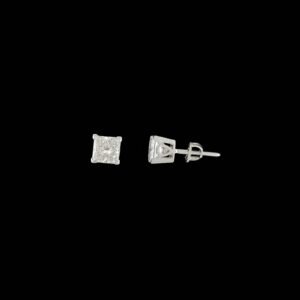 Princess Cut Teardrop Gallery Solitaire Studs in 14K White Gold