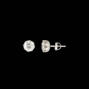 Eight-Prong Crown Solitaire Diamond Stud Earrings in 14K White Gold