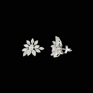 Marquise & Pear Diamond Asymmetrical Blossom Studs in 14K White Gold