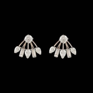 Round Diamond Solitaire Sunburst Ear Jacket in 14K Two-Tone Gold