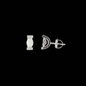 East-West Marquise Pav? Bar Geometric Stud Earrings in 14K White Gold