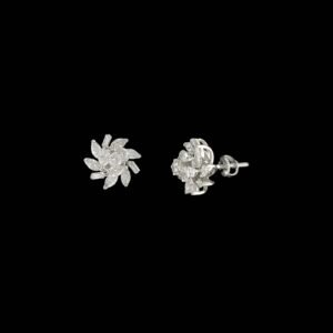 Pinwheel Whirlwind Marquise & Baguette Diamond Studs in 14K White Gold