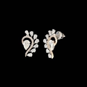 Pear Diamond Wave Swirl Stud Earrings in 14K Two-Tone Gold