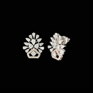 Rose Gold Geometric Arch Diamond Cluster Studs in 14K Gold