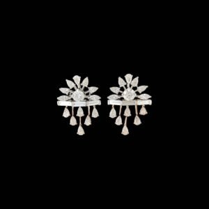 Baguette Bridge & Chandelier Droplet Diamond Earrings in 14K Two-Tone Gold