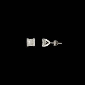 Princess Cut Solitaire Bezel Stud Earrings in 14K White Gold