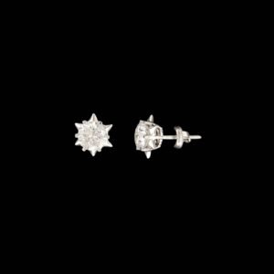 Six-Point Starburst Solitaire Diamond Stud Earrings in 14K White Gold