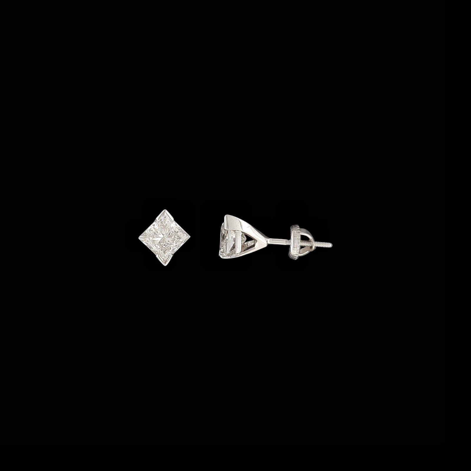 Kite Rhombus Solitaire Diamond Stud Earrings in 14K White Gold 1 Kite Rhombus Solitaire Diamond Stud Earrings in 14K White Gold
