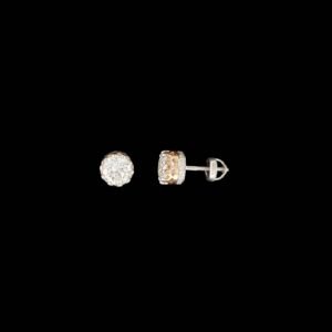 Crown Gallery Solitaire Diamond Stud Earrings in 14K Two-Tone Gold