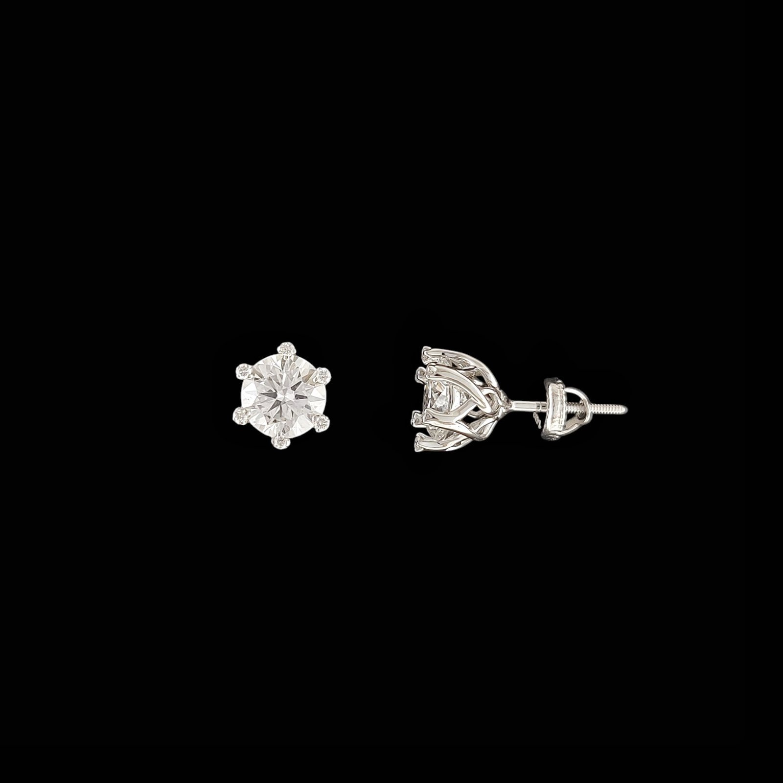 Celtic Knotwork Solitaire Diamond Stud Earrings in 14K White Gold 1 Celtic Knotwork Solitaire Diamond Stud Earrings in 14K White Gold