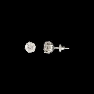 Tulip Petal Solitaire Diamond Stud Earrings in 14K White Gold