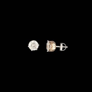 Tulip Bud Rose Gold Solitaire Diamond Stud Earrings in 14K Two-Tone Gold