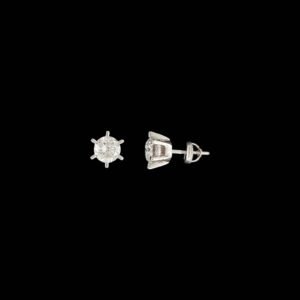 Six-Prong Classic Solitaire Diamond Stud Earrings in 14K White Gold